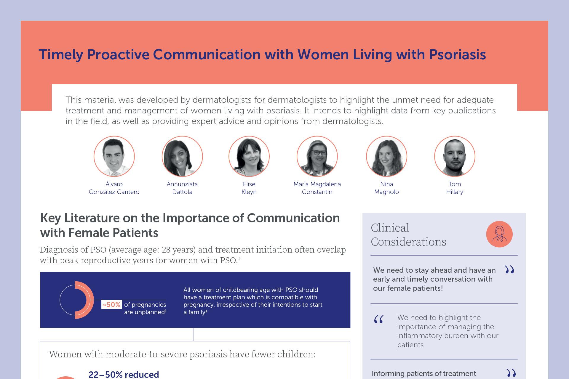 Infographic of dermatologists discussing importance of proactive communication with women